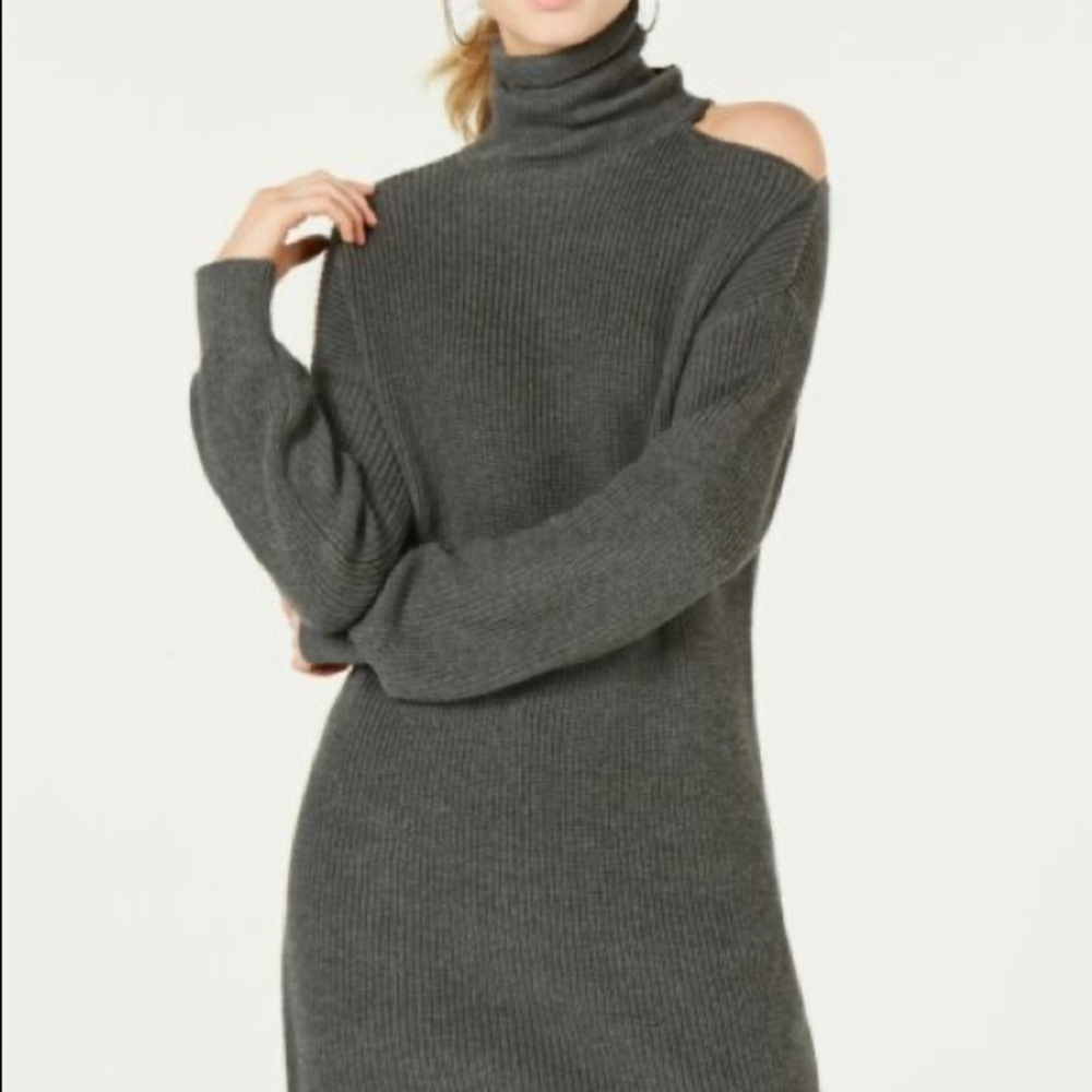 Bar III Open Shoulder Asymmetrical Sweater Dress